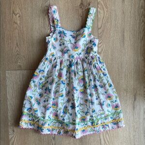 Mini Boden Floral Kids Dress in White and Pink